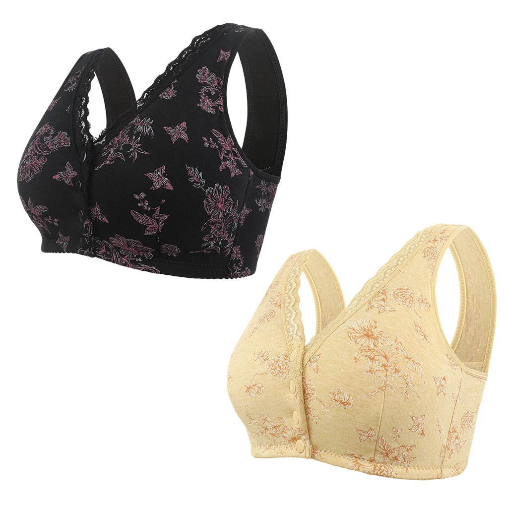 👙 Bügelloser BH in großen Größen mit Vorderverschluss & Blumenmuster – Weich, stützend, bequem ✨