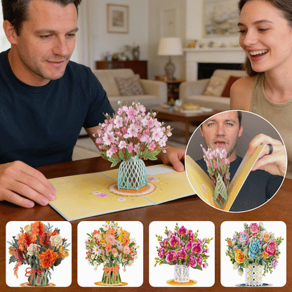 🌼💌 3D картичка с вечно цъфтящи цветя – персонализирано любовно послание и вечен цвят 🎁