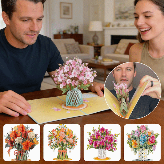 🌼💌 3D картичка с вечно цъфтящи цветя – персонализирано любовно послание и вечен цвят 🎁
