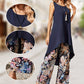 Vest Dress & Printed Wide Leg Pants 2-Piece Set