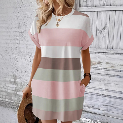 🔥Дамска ежедневна рокля с кръгло деколте👗🌈