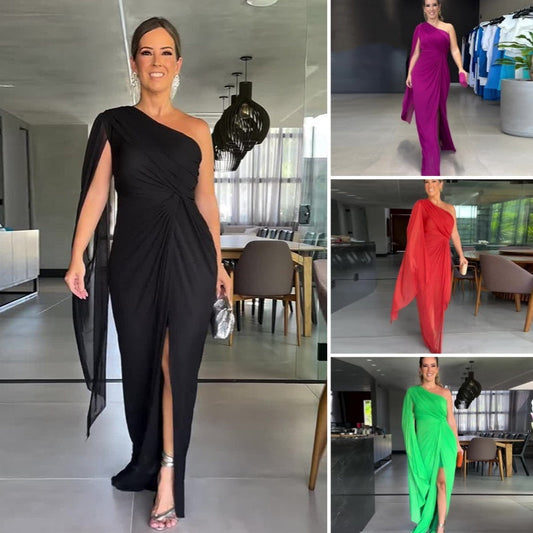 ⏰Дамска елегантна рокля Maxi с разрез на рамото👗
