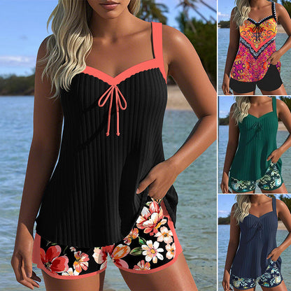 🌊 S-3XL 👙 Комплект от бански сутиен и шорти с принт 🌞⛱️