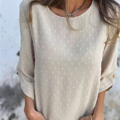 【S-4XL】💞Дамски жакардов топ с кръгло деколте