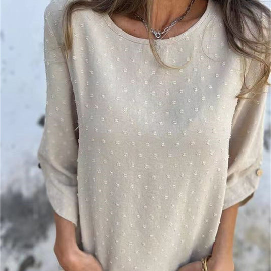 【S-4XL】💞Дамски жакардов топ с кръгло деколте