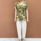 Elegant V-Neck Print Button-up Top