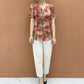 Elegant V-Neck Print Button-up Top