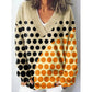 Women's V-Neck Printed Oversized Sweater