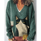 Women's V-Neck Printed Oversized Sweater