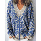 Women's V-Neck Printed Oversized Sweater