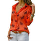 Women’s V-Neck Lapel Long Sleeve Butterfly Printed Shirts
