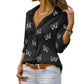 Women’s V-Neck Lapel Long Sleeve Butterfly Printed Shirts