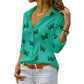 Women’s V-Neck Lapel Long Sleeve Butterfly Printed Shirts