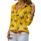 Women’s V-Neck Lapel Long Sleeve Butterfly Printed Shirts