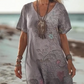 Women's Floral Print V-Neck Maxi Dress