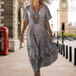 Women's Floral Print V-Neck Maxi Dress