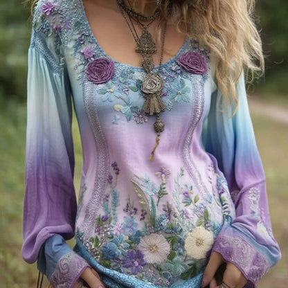 Women's Casual Printed Round Neck Top