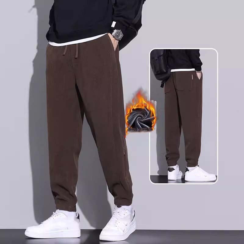 🔈🔈🔥Herrenhose aus Cord mit verjüngtem Schnitt, Kordelzug und Taschen
