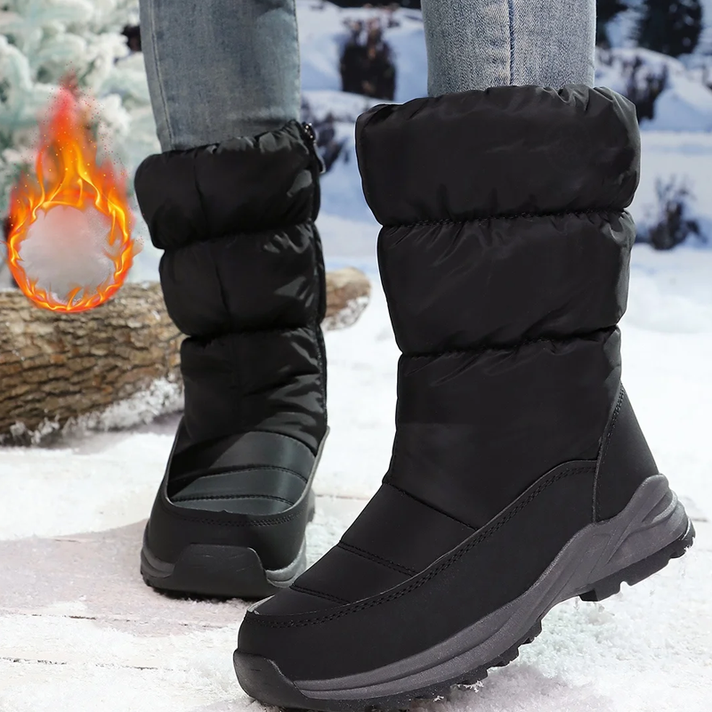 ⚡⚡❄️ Ultrawarme Damen-Schneestiefel mit Kunstfellfutter – Beine warm, Komfort pur im Schnee!
