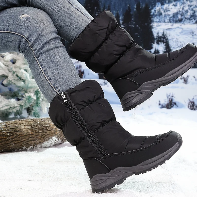 ⚡⚡❄️ Ultrawarme Damen-Schneestiefel mit Kunstfellfutter – Beine warm, Komfort pur im Schnee!