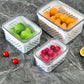 🍎🥬 Комплект от 3 контейнера за съхранение на плодове за хладилник със сменяем цедник💡