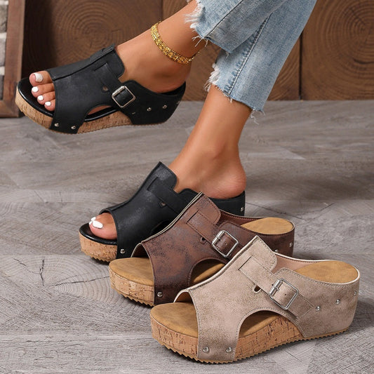 👡✨ Дамски модерни сандали с отворен нос и платформа тип клин(36-43) ☁️
