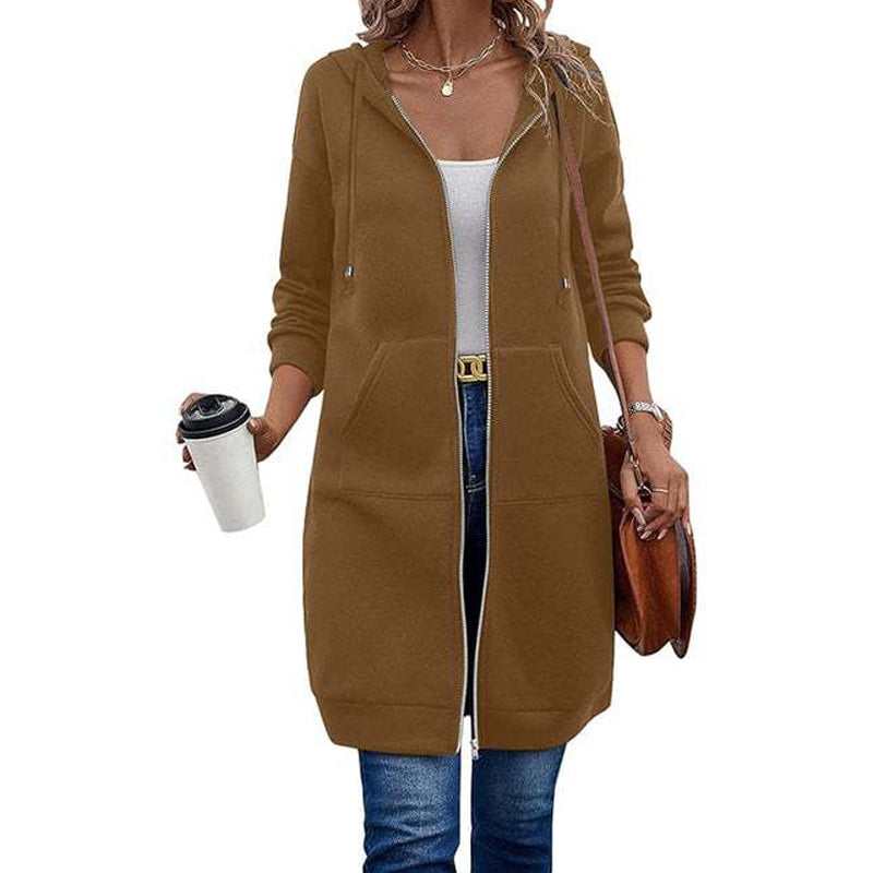 🧥 Lässig, bequem & vielseitig – Damen Kapuzenjacke in längerer Passform