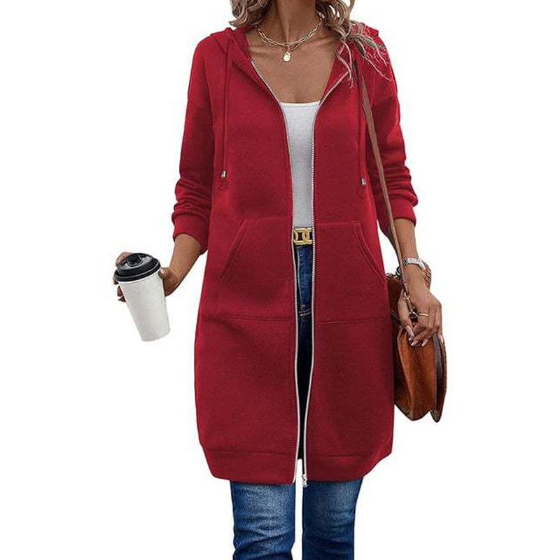 🧥 Lässig, bequem & vielseitig – Damen Kapuzenjacke in längerer Passform