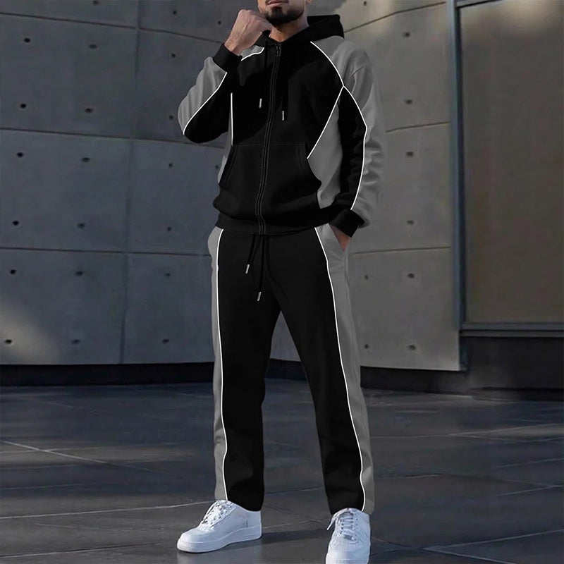👕 50 % RABATT | Sportlicher Farbblock-Look & kompletter Freizeit-Style – Herren 2-teiliges Kapuzen-Set
