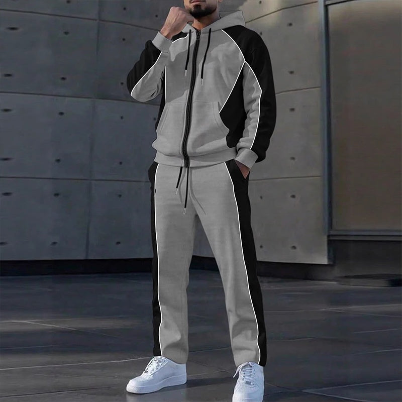 👕 50 % RABATT | Sportlicher Farbblock-Look & kompletter Freizeit-Style – Herren 2-teiliges Kapuzen-Set