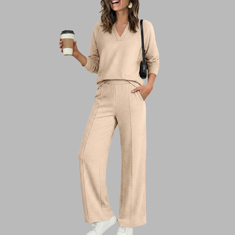 👚🌸Legeres V-Ausschnitt-Oberteil & Weithosen für Damen