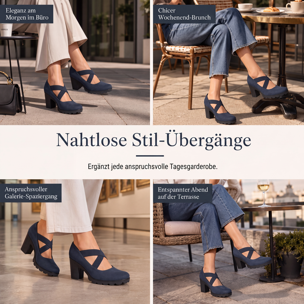 🎉✨Mary-Jane-Schuhe für Damen mit runder Spitze, überkreuzten Riemen, Blockabsatz, Plateau und Cut-Out-Ausschnitten, hochhackig