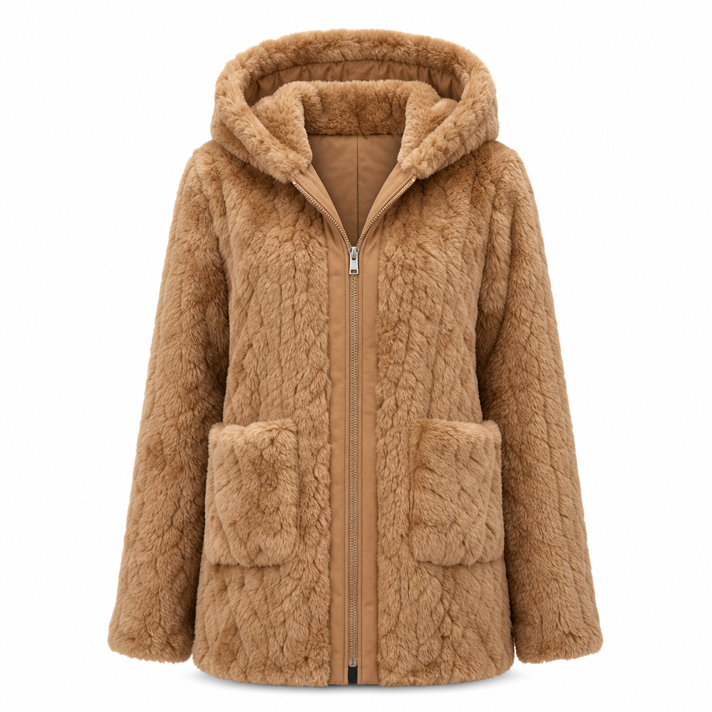 📦 🔥✨ Aktionsfavorit: Damen-Teddyjacke mit Kapuze und Reißverschluss – Kuschelige Wärme, Zopfstruktur & praktische Taschen 🧥