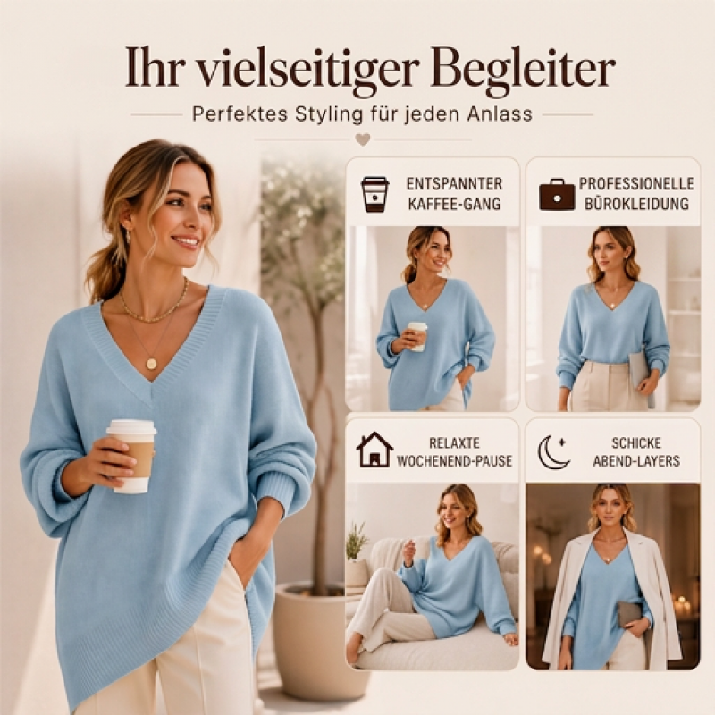 🌿 Klassisch & feminin – Strickpullover in mittlerer Länge – Weicher Stoff, moderner Schnitt & vielseitig kombinierbar