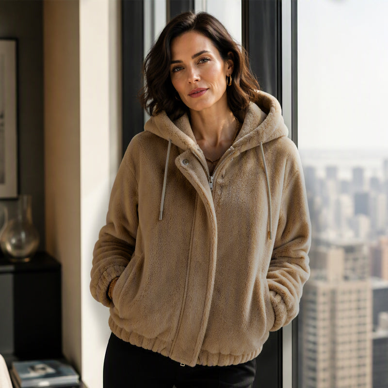 💕 Damen-Wintermantel aus weichem Teddy-Fleece – mit Kapuze, angenehm warm, lockere Passform 🧥