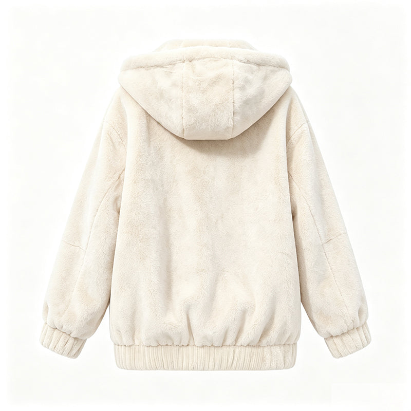 💕 Damen-Wintermantel aus weichem Teddy-Fleece – mit Kapuze, angenehm warm, lockere Passform 🧥