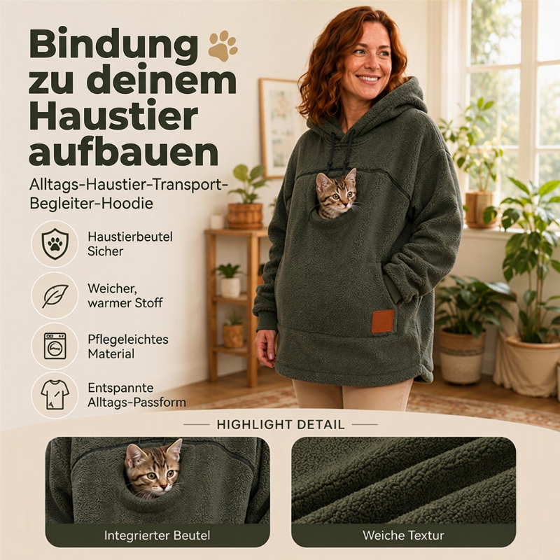 🔔 Nur noch 100 Stück! Unisex-Kapuzenpullover mit Plüsch-Haustiermotiv – Solange der Vorrat reicht 🐱🐶❤️