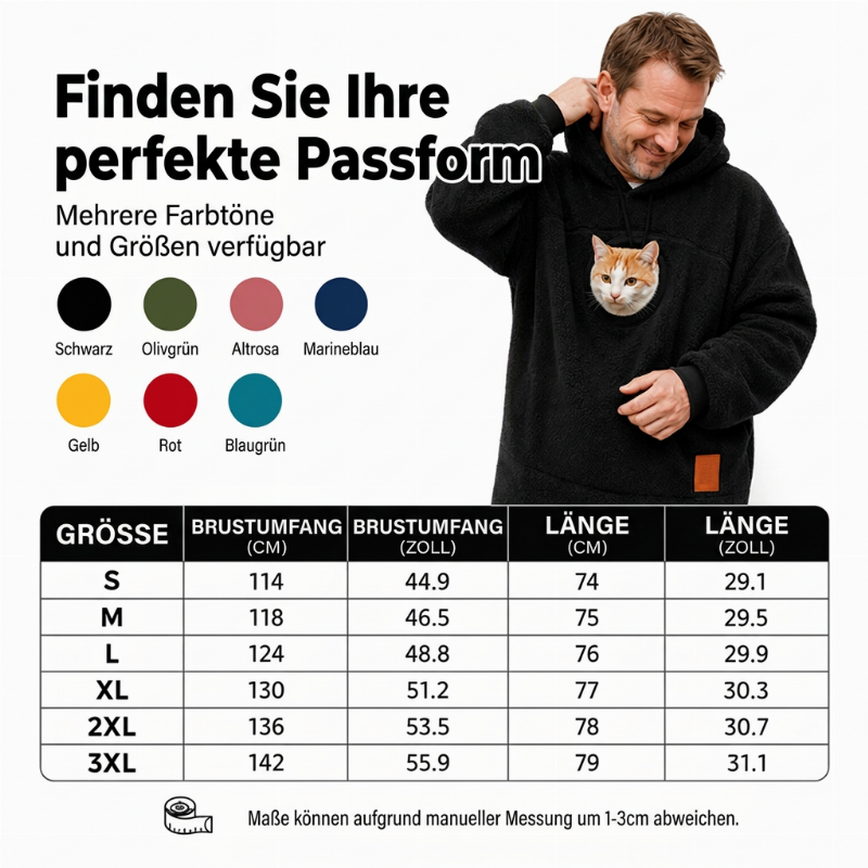 🔔 Nur noch 100 Stück! Unisex-Kapuzenpullover mit Plüsch-Haustiermotiv – Solange der Vorrat reicht 🐱🐶❤️