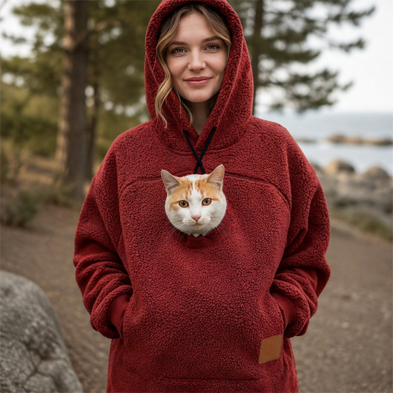 🔔 Nur noch 100 Stück! Unisex-Kapuzenpullover mit Plüsch-Haustiermotiv – Solange der Vorrat reicht 🐱🐶❤️