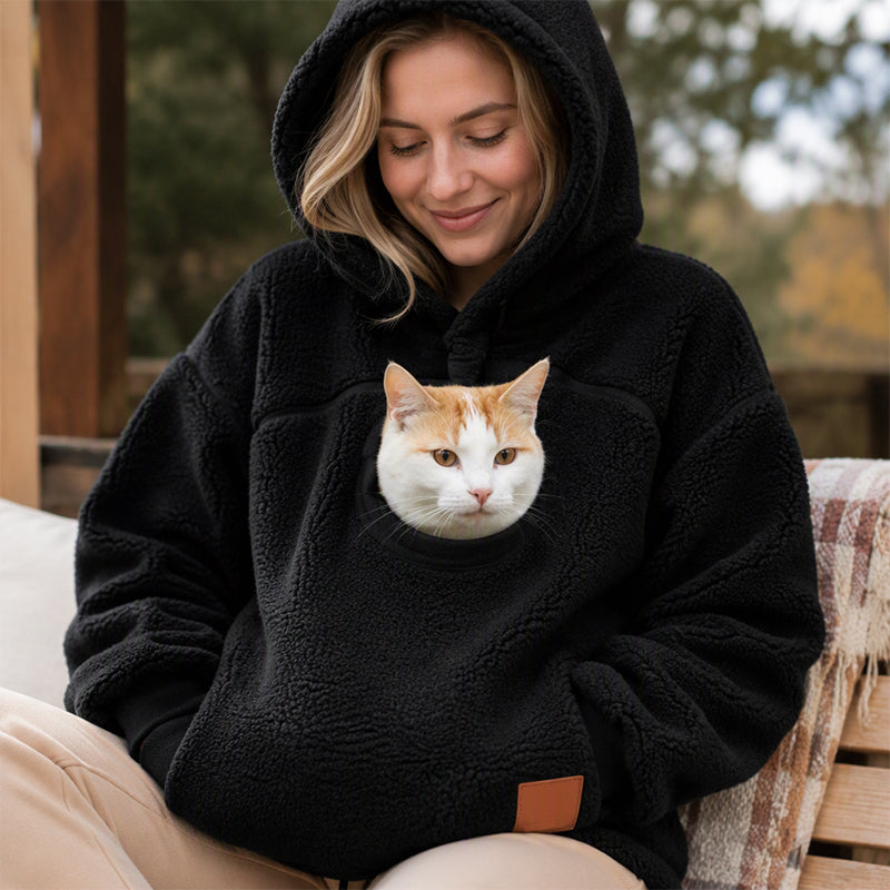 🔔 Nur noch 100 Stück! Unisex-Kapuzenpullover mit Plüsch-Haustiermotiv – Solange der Vorrat reicht 🐱🐶❤️