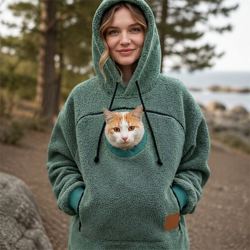 🔔 Nur noch 100 Stück! Unisex-Kapuzenpullover mit Plüsch-Haustiermotiv – Solange der Vorrat reicht 🐱🐶❤️