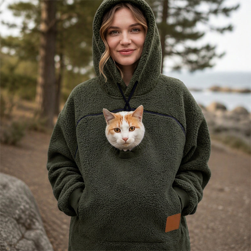🔔 Nur noch 100 Stück! Unisex-Kapuzenpullover mit Plüsch-Haustiermotiv – Solange der Vorrat reicht 🐱🐶❤️