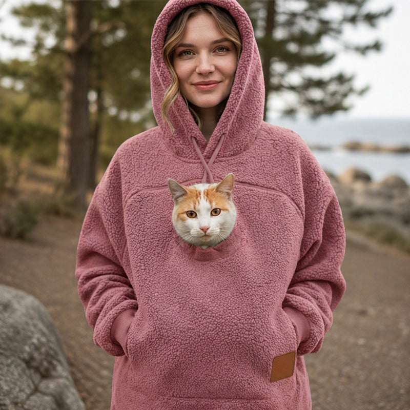 🔔 Nur noch 100 Stück! Unisex-Kapuzenpullover mit Plüsch-Haustiermotiv – Solange der Vorrat reicht 🐱🐶❤️