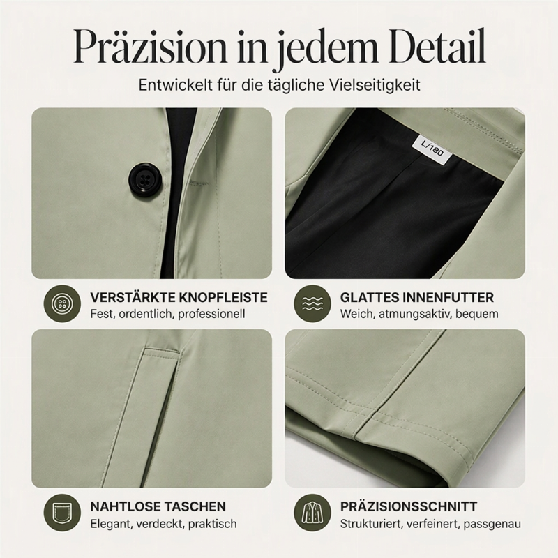 🧥 Einfarbiger, einreihiger Mantel in mittlerer Länge für Herren – Schlicht und elegant ✨