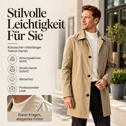 🧥 Einfarbiger, einreihiger Mantel in mittlerer Länge für Herren – Schlicht und elegant ✨