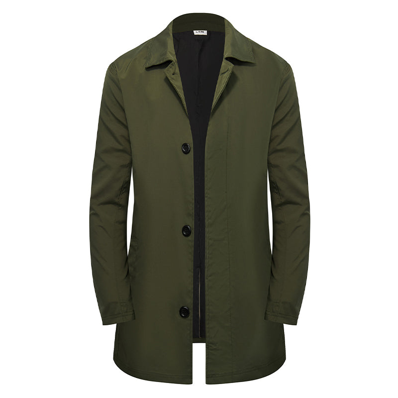 🧥 Einfarbiger, einreihiger Mantel in mittlerer Länge für Herren – Schlicht und elegant ✨