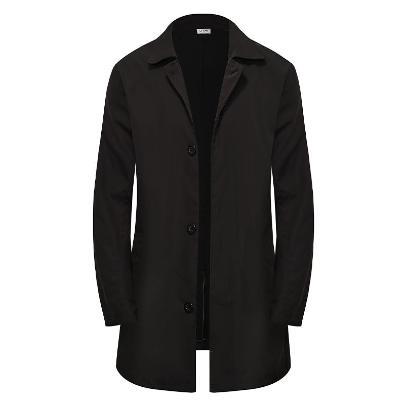 🧥 Einfarbiger, einreihiger Mantel in mittlerer Länge für Herren – Schlicht und elegant ✨