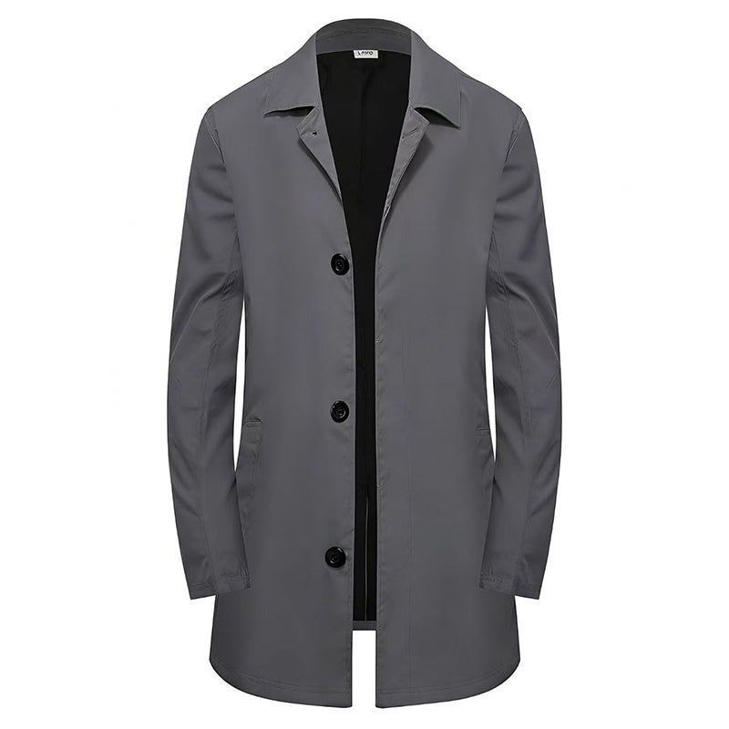 🧥 Einfarbiger, einreihiger Mantel in mittlerer Länge für Herren – Schlicht und elegant ✨
