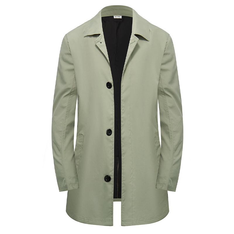 🧥 Einfarbiger, einreihiger Mantel in mittlerer Länge für Herren – Schlicht und elegant ✨