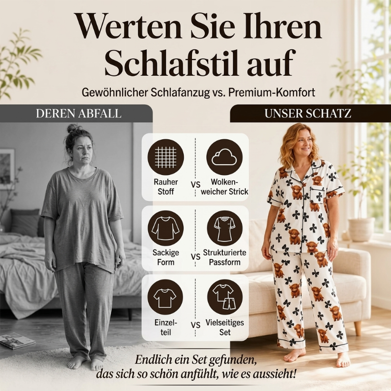 🧸💕 Damen-3-teiliges Pyjama-Set mit Teddybär-Print – Weich, gemütlich & vielseitig für entspannte Nächte 🌙